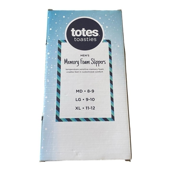 NWT-TOTES-TOASTIES-MENS BLE MEMORY FOAM SLIPPERS-SIZE 8/9 - Picture 3 of 4
